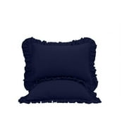The Great American Store Premium Collections 2PC Ruffle Pillowshams (Rectangle 16 x 26, Navy Blue) 1800 Series Microfiber Wrinkle & Stain Resistant