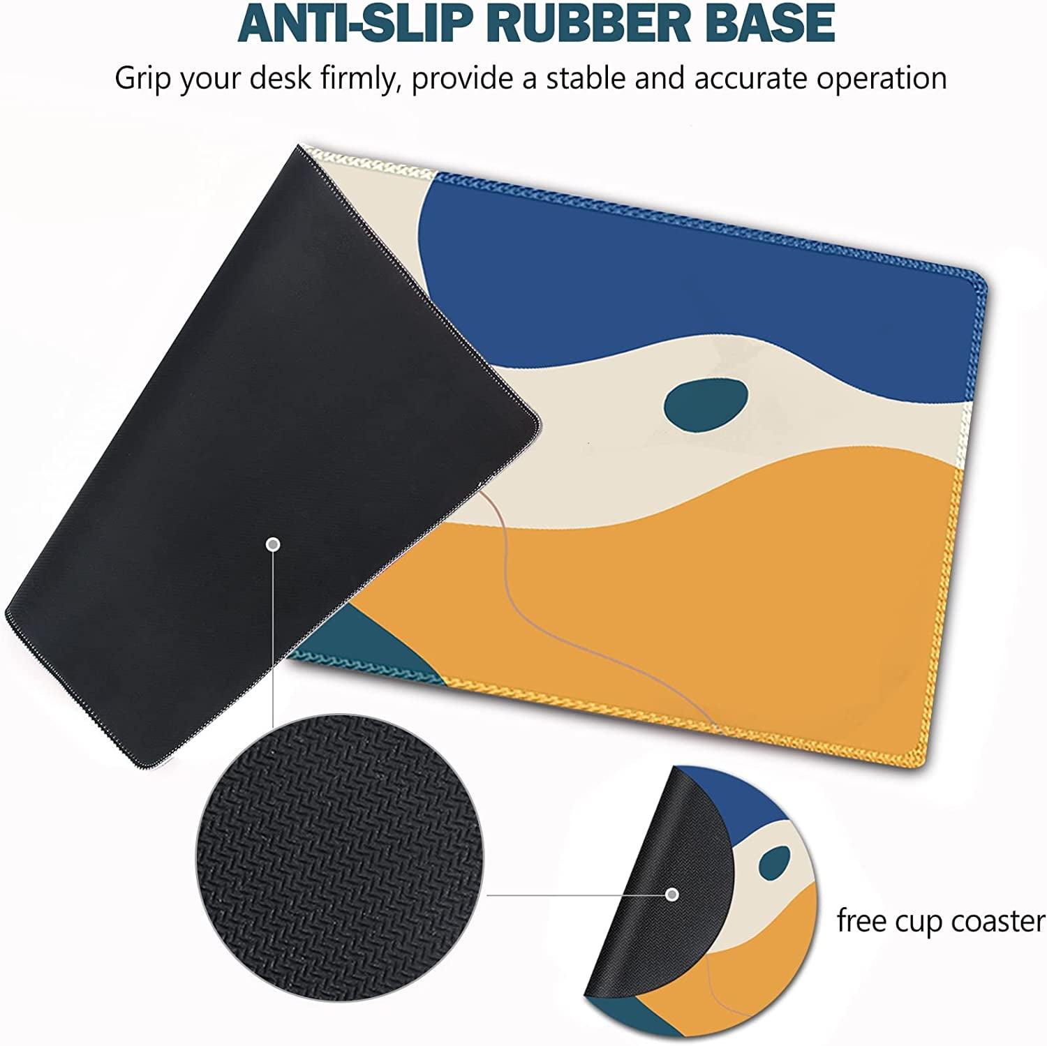Large Gaming Mouse Pad Extended Mouse Pad with Stitched Edge, Keyboard Mouse Mat Non-Slip Rubber Base Desk Pad 31.5x11.8 inch for Office Home Game Work, Abstract Morandi
