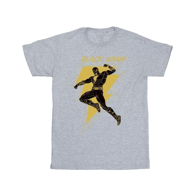 DC Comics T-Shirt Garçon Noir Adam avec Poitrine Dorée
