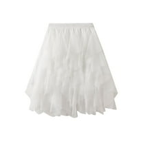 SWSMCLT Women's Tulle Tutu Skirt Cute Mid Thigh Elegant Skirt Bubble Mini Skirt High Waisted Halloween White X-Small-Large