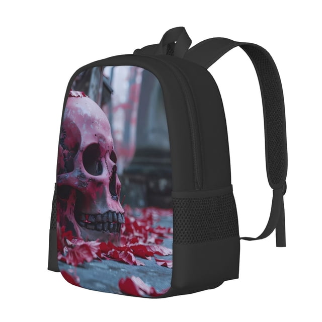 Balery Gothic Red Skull Cemetery Mochila para hombre y mujer - Tela Oxford 600D resistente - Gran capacidad, resistente al agua, ideal para la escuela, viajes y senderismo