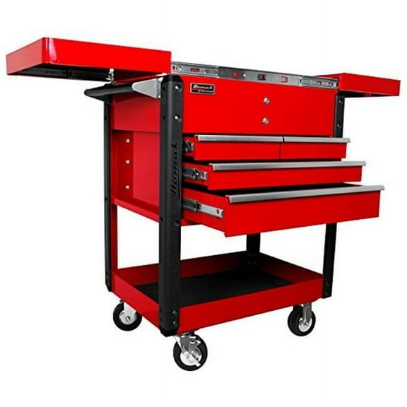42 x 30.25 x 20.62 in. Professional Series 4 Drawer Slide Top Service Cart - Red