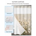thumbnail image 2 of No Hook Cloth Fabric Shower Curtain with Snap in Liner, Vintage Flowers Waterproof Shower Curtains Set with See Through Top Window, Farm Daisies Watercolor Graffiti Art Bath Curtains Shower 72"x78", 2 of 6