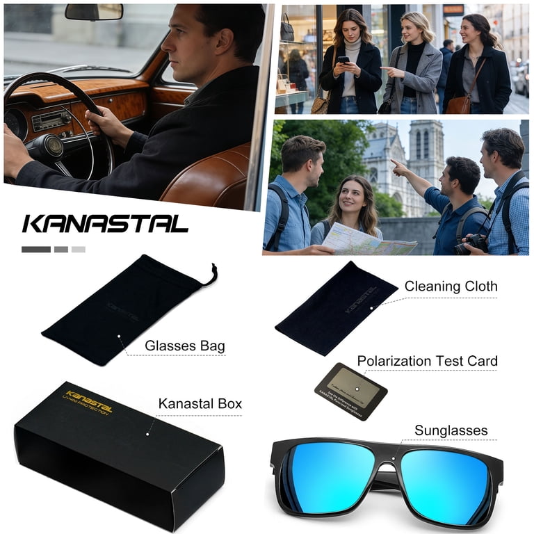 Kanastal Polarized Rectangular Sunglasses, UV400 Protection photo 6