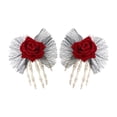 thumbnail image 1 of Pinzas para el pelo para Halloween, decoración de horquilla, vestido elegante, pasadores para el pelo, mano esqueleto, mandíbula para el pelo, disfraz Rojo, 1 of 8