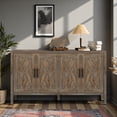 thumbnail image 2 of Gzxs Vintage Sideboard, Accent Storage Side Cabinet with 4 Decorated Doors, Dining Room Freestanding Kitchen Buffet Cupboard, Retro Old Style (Antique Brown), 2 of 9