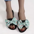 thumbnail image 2 of Nrmvnmi Women's Slippers Open Toe One-Line Bow Over Flat Sandals Floral Summer Comfortable Shoe Blue Mothers Day Gifts, 2 of 9