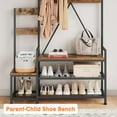 thumbnail image 4 of GloryStar Coat Rack with Shoe Storage Bench, Industrial Metal Frame Hall Tree with Hooks, Hanging Bar & Storage Shelf, Freestanding Entryway Organizer, 4 of 8
