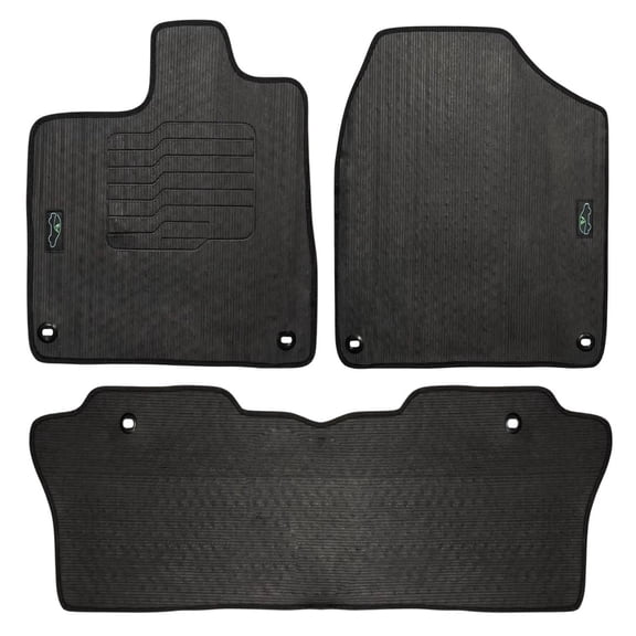 Floor Mats For 2016 to 2022 Honda Pilot Front and Second Row with Retention Clips, All-Weather, Black - ecoMats