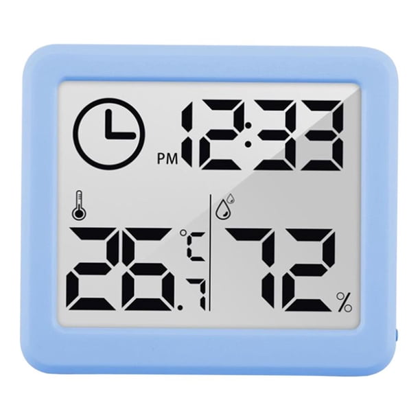 Mini higrómetro de temperatura digital electrónico digital termómetro interior reloj electrónico con pilas fácil de leer Azul