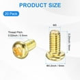 thumbnail image 3 of Uxcell 20-Pack M3x6mm Pan Head Machine Screws Brass Cross Head Fully Threaded Bolts for Furniture Brass, 3 of 7