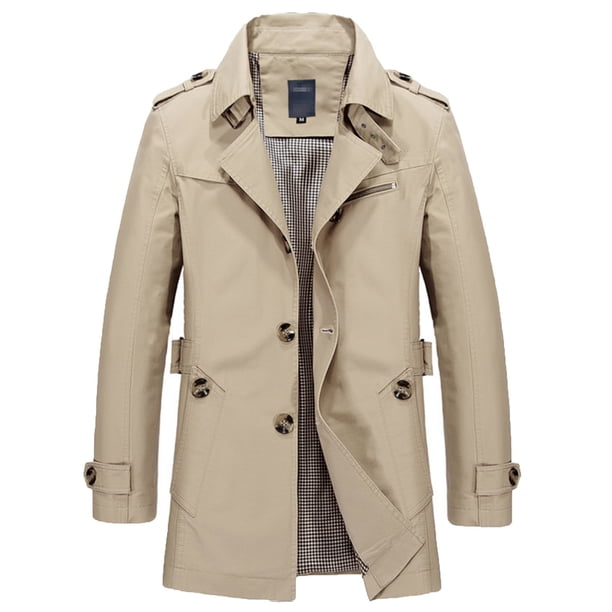 Gabardina clásica para hombre, abrigo de lana de negocios de doble botonadura y longitud media, impermeable, cálido, largo, cortavientos, para invierno