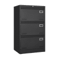 thumbnail image 3 of IVV 3-Drawer Lateral Metal File Cabinet with Lock and Keys, 23"L x 17"W x 40"H - Black, 3 of 9