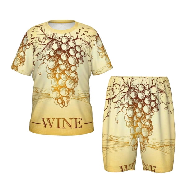 Balery Bunch of Grapes Conjunto de Pijama Infantil de Manga Corta con Estampado – Ropa de Dormir de Algodón Suave-Medium