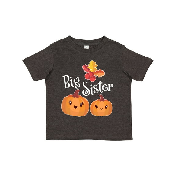 Inktastic Big Sister Pumpkins with Fall Leaves Girls Toddler T-Shirt