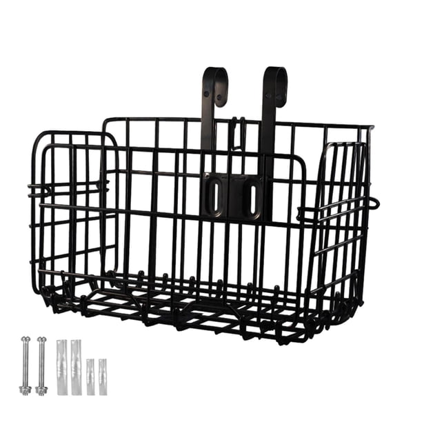 Cesta delantera plegable para bicicleta, cesta para alforja de bicicleta, cesta para equipaje desmontable para bicicleta negro