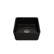 BOCCHI Classico Farmhouse Apron Front Fireclay 20 in. Single Bowl Kitchen Sink with Protective Bottom Grid and Strainer in Matte Black