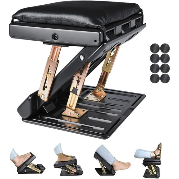 Foot Rest for Under Desk at Work 4-Level Height Adjustable, Ergonomic Foldable Footrest for Office, Gaming,Computer, Soft & Removable Pad Desk Foot Stool Suitable for All Seasons