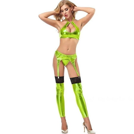 

SUANMAY Underwear Women s Sexy Lingerie Bras Garter Thongs Fluorescent green