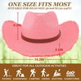 thumbnail image 2 of EINSKEY Straw Cowboy Hat with Fringe Shapeable Brim, Beach Cowgirl Hat with Chin Strap, 2 of 6