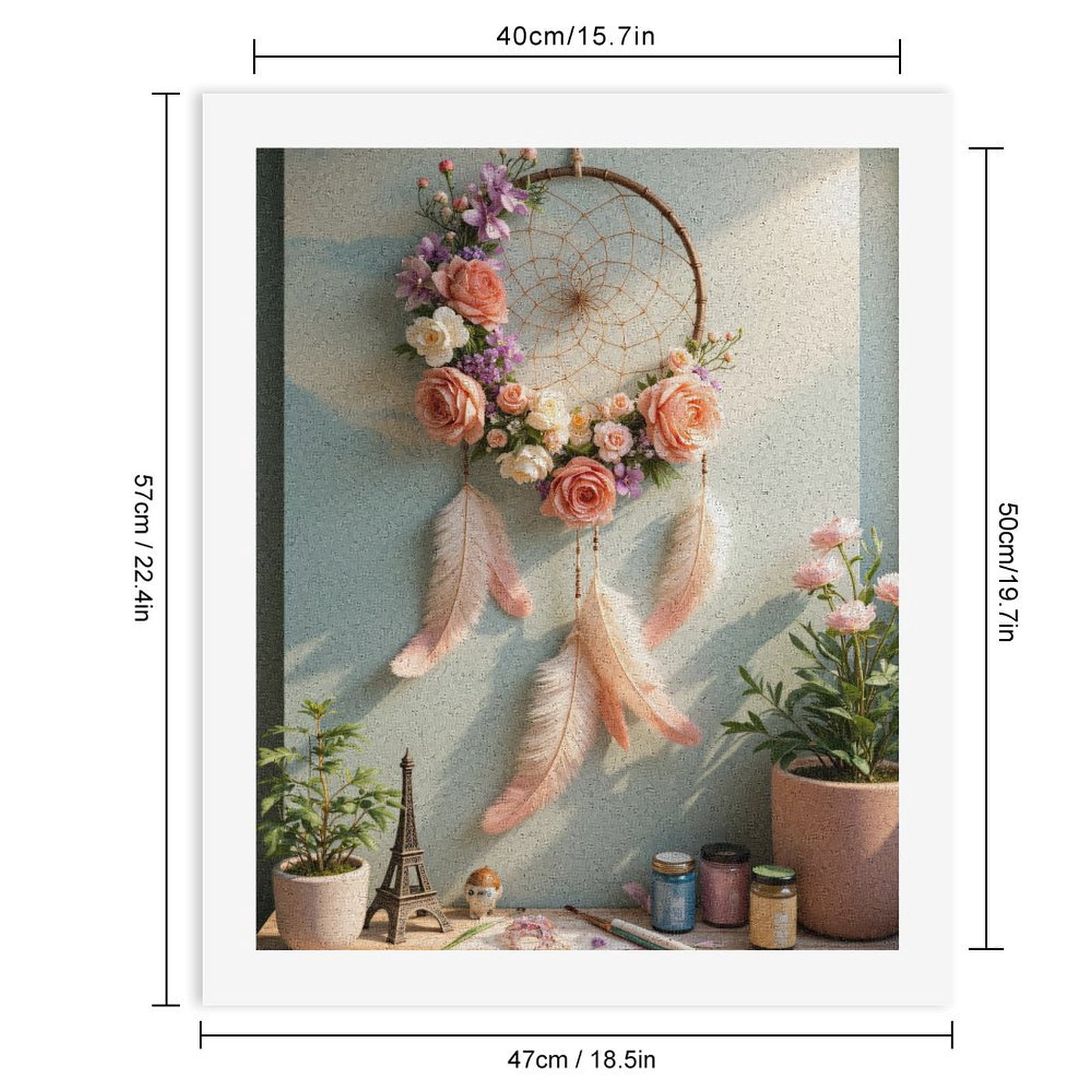 Paint By Numbers Kit for Adults Beginner - Floral Dreamcatcher Boho Decor Art DIY Canvas Painting Kits for Adults, Frameless Paint By Number for Adults for Home Wall Decor 16x20 Inch
