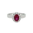 thumbnail image 2 of Gem Stone King 1.50 Ct Stunning 7X5mm Oval Created Ruby and CZ 925 Sterling Silver Ring, 2 of 3