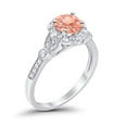 thumbnail image 5 of Floral Art Deco Engagement Ring Morganite CZ 925 Sterling Silver Size 12, 5 of 5