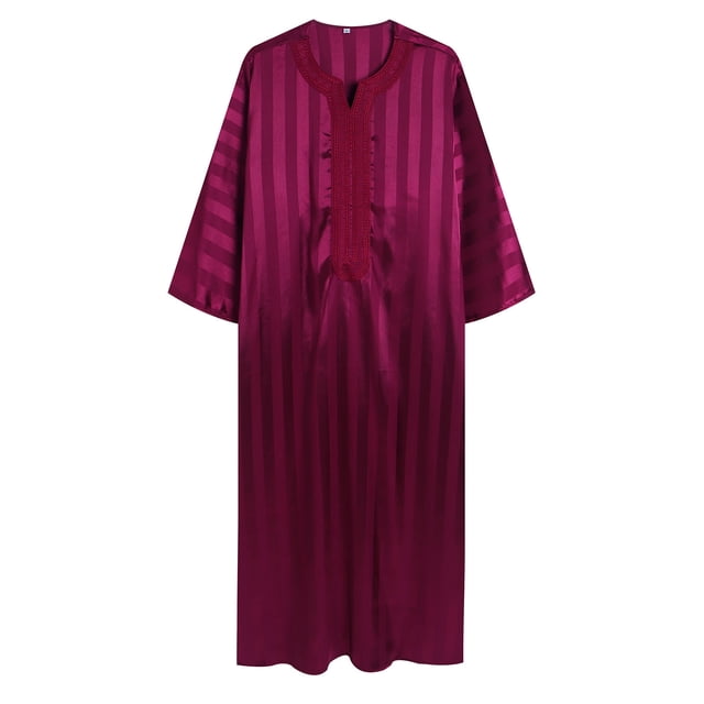Pisexur Costume Renaissance pour Hommes, Robe Musulmane Arabe, Robe Longue à Manches Longues, Col Montant Brodé, Mode Décontractée, Costume Médiéval