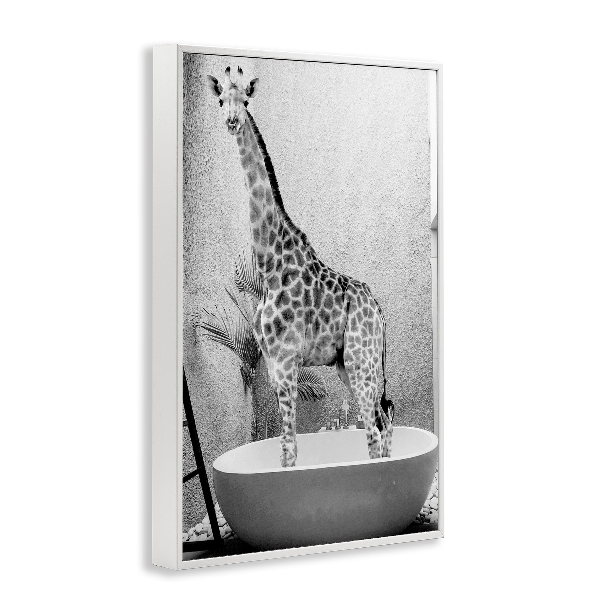 Stupell Industries Safari Bath Standing Tall White Framed Giclee Art, design by SD Graphics Studio