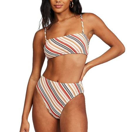 

QYZEU Swim Sports Bra for Swimming Swimwear for Women Fashion Swimsuit Stripe Printing Women S Split Stitching Swimwear Swimwears Tankinis Set