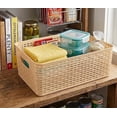 thumbnail image 3 of YBM Home Plastic Rattan Storage Box Basket Organizer for Bathroom, Large, Beige, 3 of 7