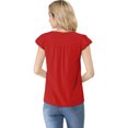 thumbnail image 3 of Camiseta Manga Tulipán Cuello En V Básico Allegra K Rojo L, 3 of 5