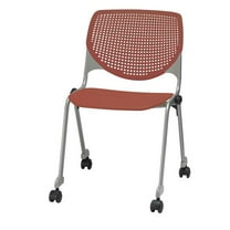 KFI Studios Plastic KOOL Stack Chair - Casters - Coral