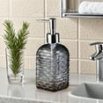 thumbnail image 5 of OEFNTAC Glass Soap Dispenser Bottle Wave Pattern Glass Soap Dispenser 7.5x2.8in 350ml Press Pump Bottle for Bathroom Kitchen Shampoo Shower Gel Clear Countertop, 5 of 6