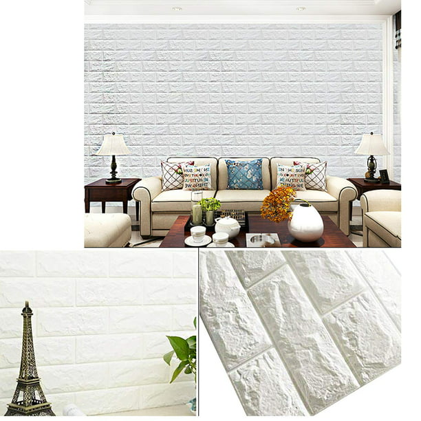 3 Pack 3d Brick Wallpaper Peel and Stick Panels, White Brick Textured  Effect Wall Decor Adhensive Wall Paper for Bathroom, Kitchen, Living Room  Home Decoration 