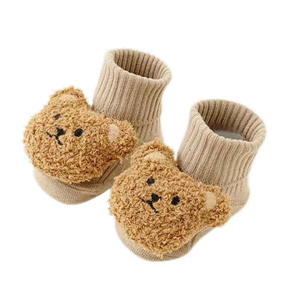 ZYHARUKO Anti Skid Cotton Socks for Kids Cute Bear Decor Non Slip Floor Shoes Soft and Comfortable Socks for 0-1T Boys Girls