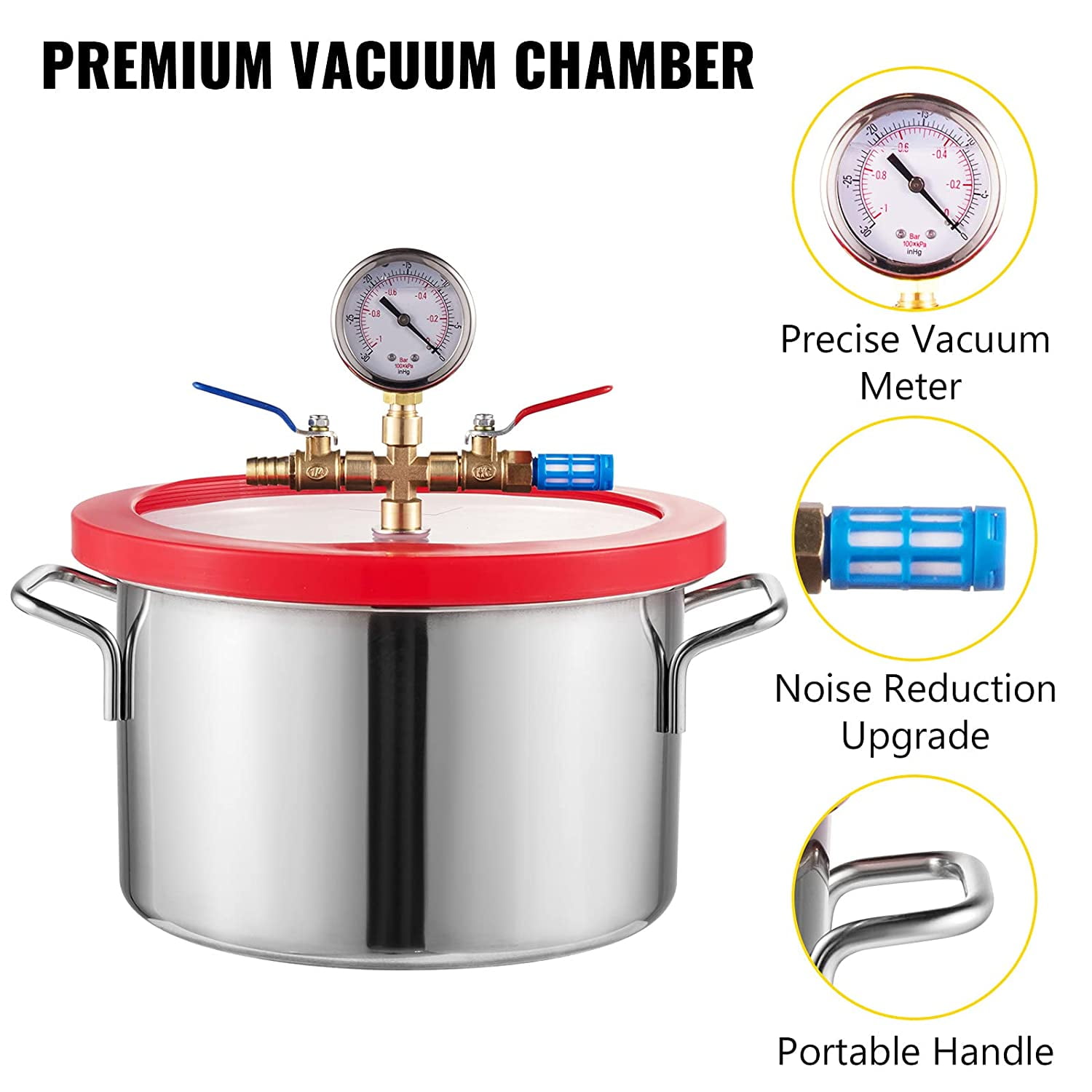 VEVOR 1.5 gallon Vacuum Degassing Chamber Kit Stainless Steel Degassing Chamber 5.7L Vacuum Chamber Kit with 2.5 CFM Vacuum Pump – Not for Wood Stabilizing Sansujyuku sansujyuku.com