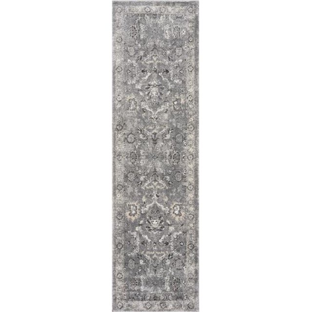 HomeRoots 353870 2 ft. 2 in. x 7 ft. 6 in. Runner Polypropylene Grey Area Rug