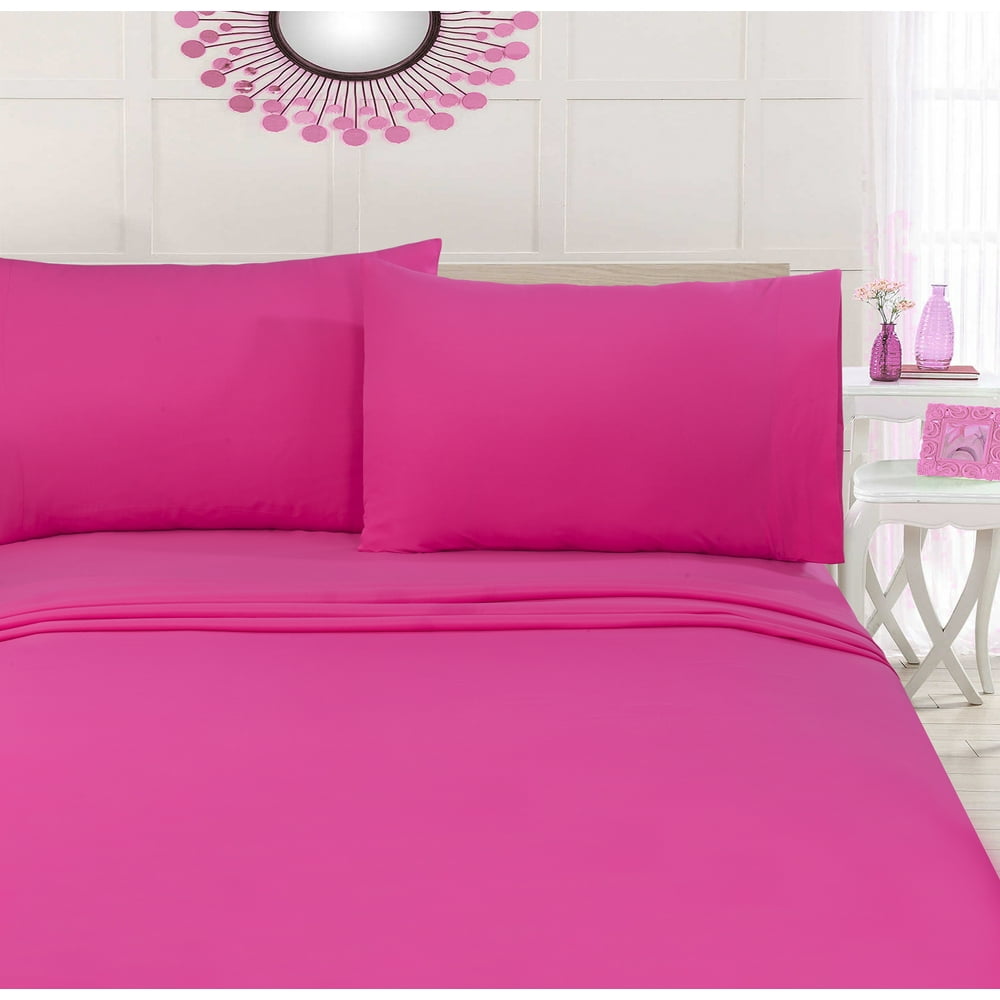 Your Zone Soft Microfiber Sheet Set, Twin/Twin XL, Pink Flame - Walmart