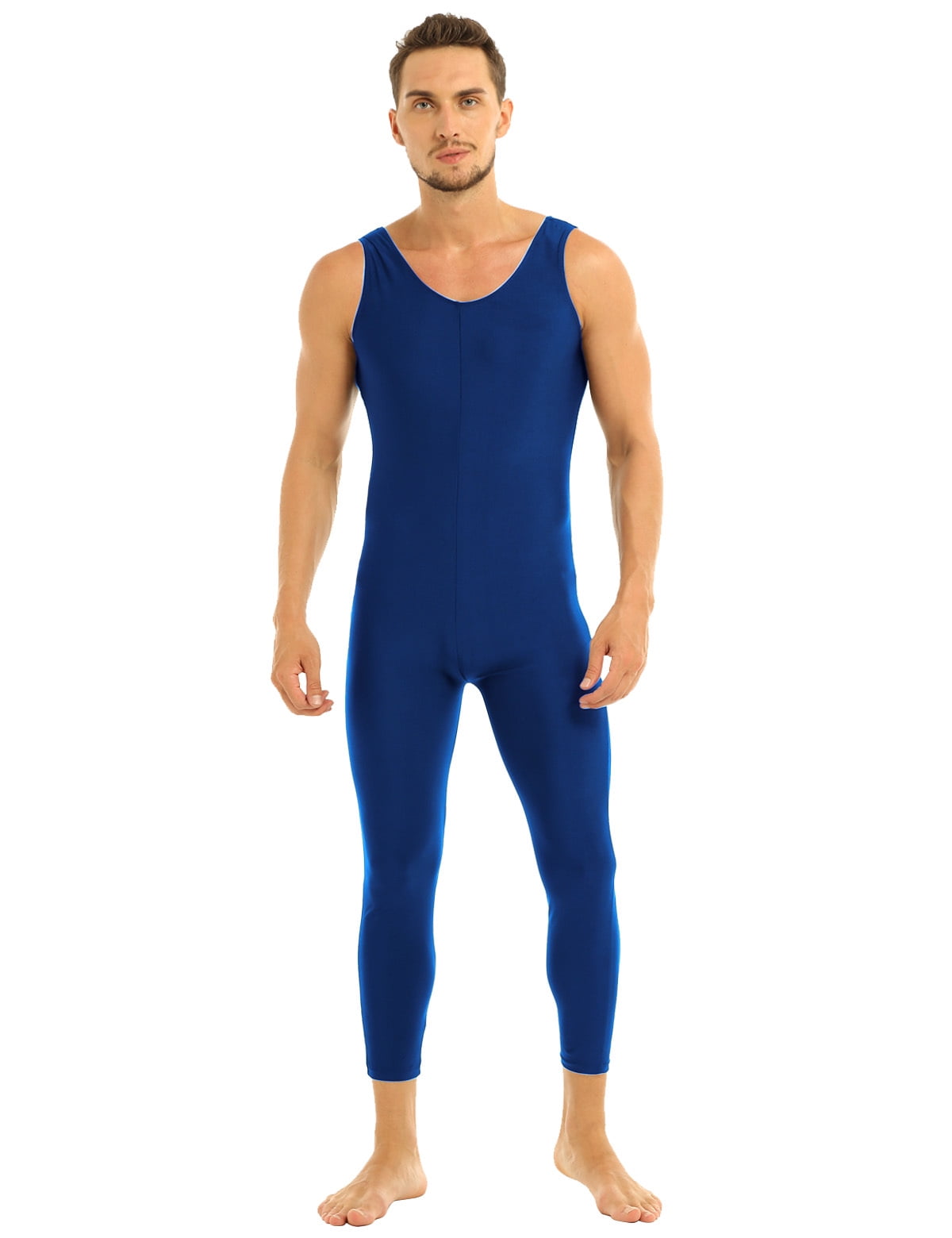iiniim Men's Spandex Ballet Sleeveless Bodysuit One Piece Full Body Tight Jumpsuit Tank Unitard