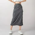 thumbnail image 2 of Sngxgn Women's High Waist Slit Hem Rib Knit Midi Bodycon Skirt(Grey,L), 2 of 6