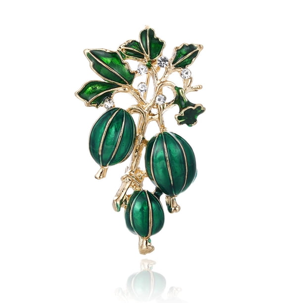 Xiao Hua 2 broches para mujer, con forma de ramillete de esmalte de frutas y flores, broche de cereza, arándano, fresa y aceite - C10