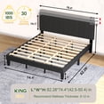 thumbnail image 4 of Pingliang Home King Size Bed Frame with Adjustable Upholstered Headboard&Wood Slats Support,Black, 4 of 10