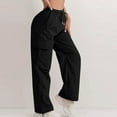 thumbnail image 2 of Thredzr Jawtut Womens Cargo Pants Drawstring Pants High Waist Wide Leg Athletic Solid Color Parachute Pants Lightweight Joggers with Pockets Black XXL, 2 of 5