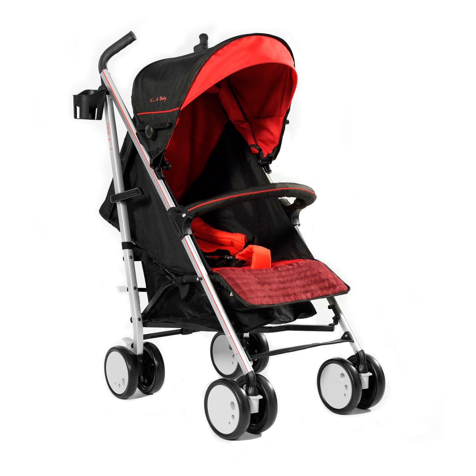 l.a. baby sherman blvd stroller - black/red - Walmart.com - Walmart.com