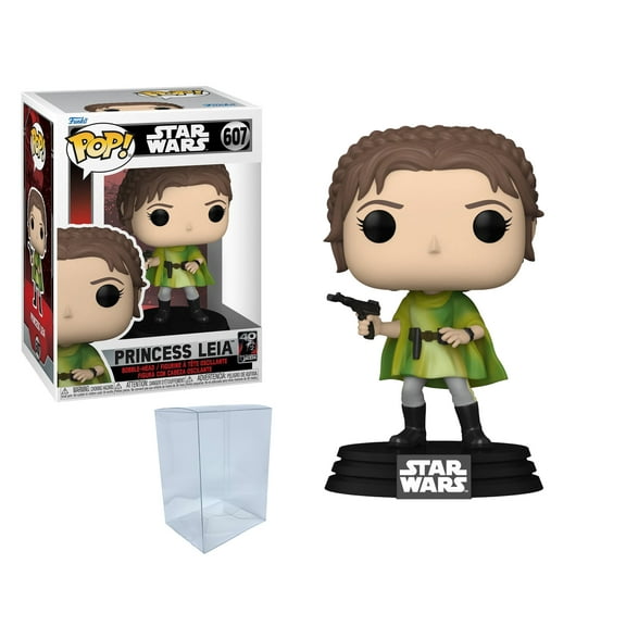Star Wars: Return of the Jedi 40th Anniversary Princes Leia (Endor) #607 Funko Pop   Plastic Protective Case