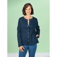 thumbnail image 3 of Snap Front Sweatshirt Cardigan by Sawyer Creek, Navy Blue, Medium, 3 of 6