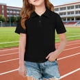 thumbnail image 6 of longantii Children School Polo Shirts Casual Collared Short Sleeve Uniform Classic Fit Back To School T-Shirts Solid Color Pullover for Boys & Girls Black 5-6 Year, 6 of 6