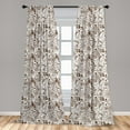 thumbnail image 5 of Ambesonne Chocolate Curtains, Classic Floral Motifs, Pair of 28"x63", Brown White, 5 of 5