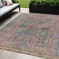 thumbnail image 2 of HomeRoots 625913 5 x 8 ft. Orange & Teal Blue Geometric Washable Transitional Indoor & Outdoor Rectangle Area Rug, 2 of 9